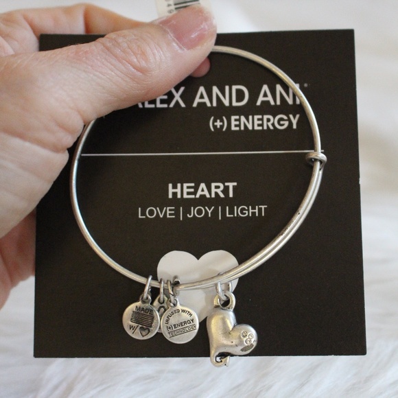 Alex and  Ani, Cupid's Heart EWB Single - Russian  Silver bracelet - Picture 1 of 5